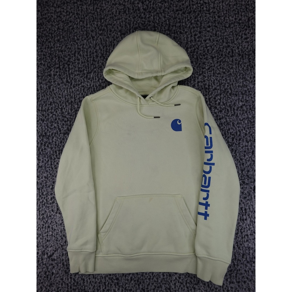 Carhartt Hoodie Womens Medium M 8-10 Lime Green Logo Sleeve Graphic TS0288-W